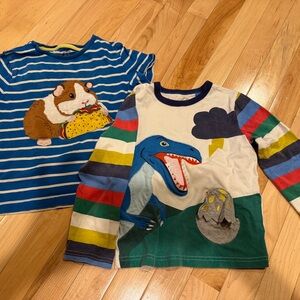 Mini Boden Long-Sleeve Dino & Striped Tee Set  (2) - 4-5T